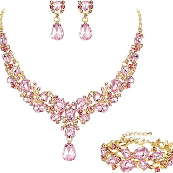 NEW Sparkling Bling Swarovski Crystal Rhinestone Wedding Necklace Set + … - Picture 5 of 16